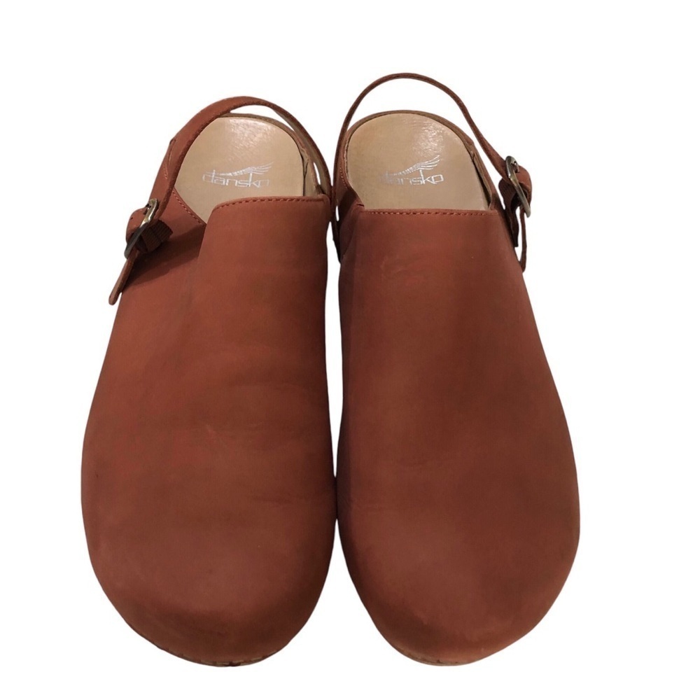 Dansko Berry Cinnamon Nubuck Burnished Leather Clogs Buckle size 11.5-12 US - Picture 9 of 11